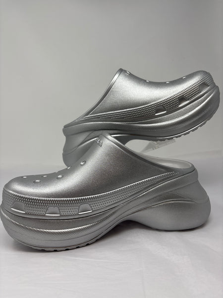 BALENCIAGA silver crocs shoes size 8