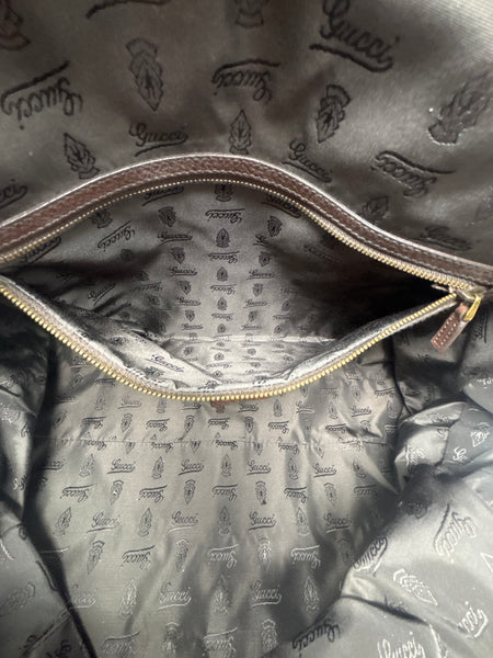 Gucci RARE Babouska Brown Leather Dome Handbag with Gold Hardware and Gold Metal Heart