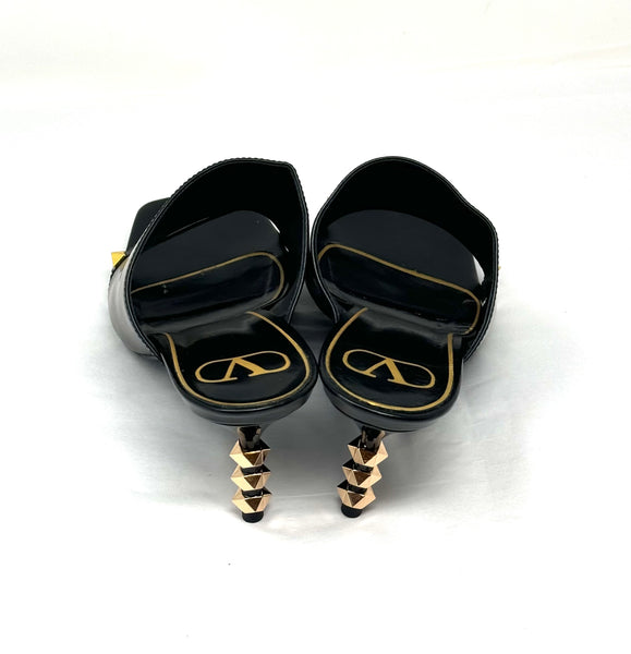 VALENTINO-Black/Gold Heels-Size 39