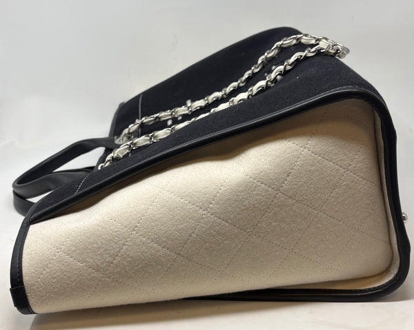 CHANEL Black & White Deauville wool tote