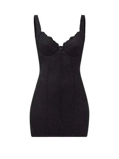 BALENCIAGA-Black Bustier-Bodice Lace Mini Dress-Size F42