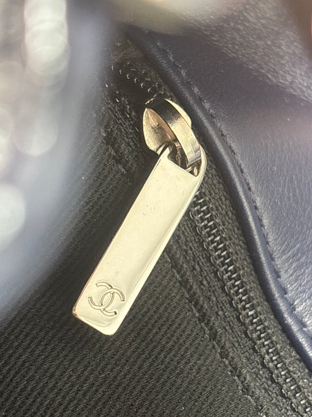 Chanel Navy Patent Bag Silver ardware