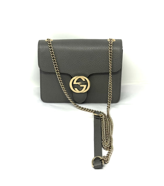 GUCCI-Taupe Interlocking Crossbody Bag