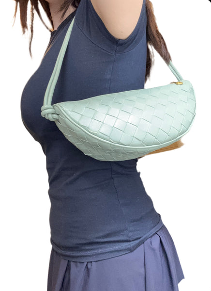 Bottega Veneta Woven Leather Teal Shoulder Bag Size -Small