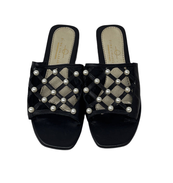 Elina Linardaki Black Pearl Sandals Sz-40