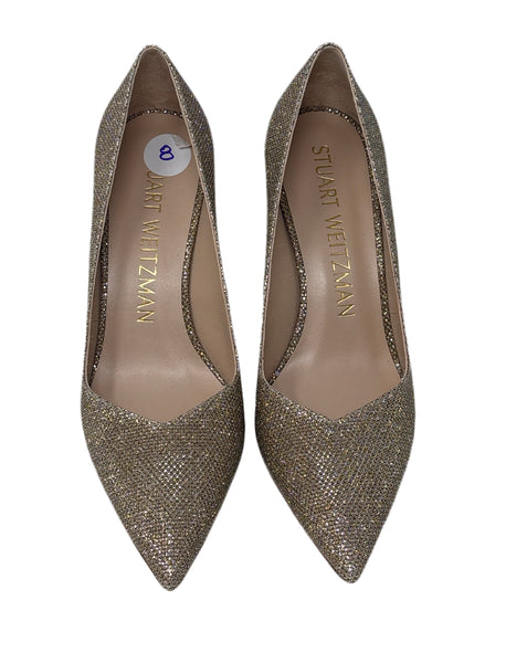 Stuart Weitzman Gold Glitter Pumps Sz-8 - New Without Box