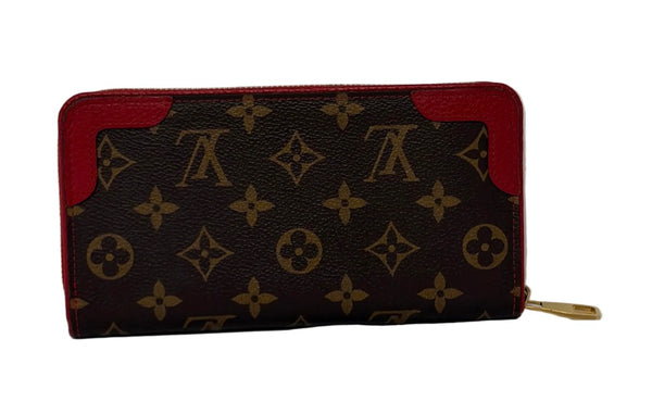 Louis Vuitton-Preloved-Red/Brown Monogram Zippy Retro Wallet