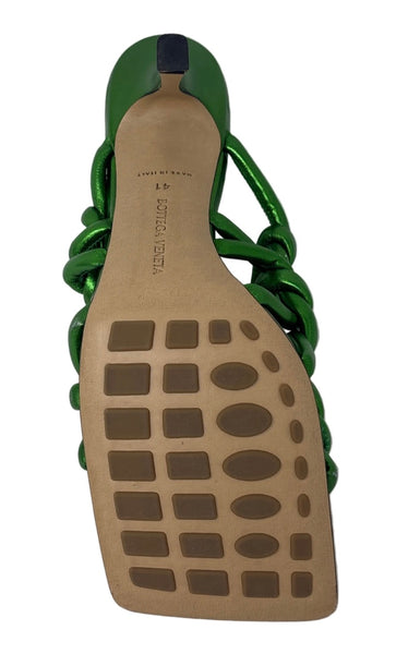 Bottega Veneta-Green Woven Leather Heels Sz-41