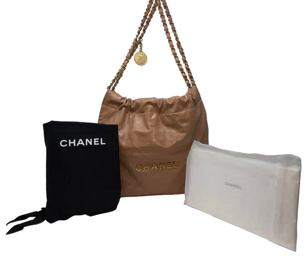 Chanel-NEW With Box-Tan Orange Chanel 22 Tote Bag