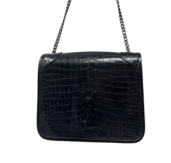 YSL Niki Crocodile Embossed Crossbody Bag