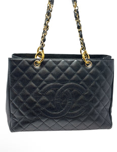 Chanel black caviar quilted grand shopping tote bag - 100% Authentic