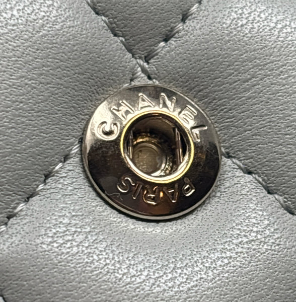 Chanel quilted double flap grey/turquoise handbag