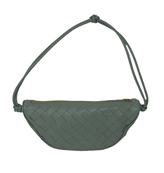 Bottega Veneta Woven Leather Teal Shoulder Bag Size -Small