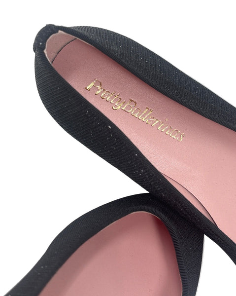 Pretty Ballerinas Sparkly Black Ballet Flats Sz-38.5