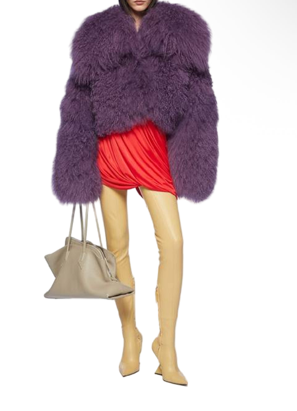 THE ATTICO Mongolia Fur Bomber Jacket Sz-42