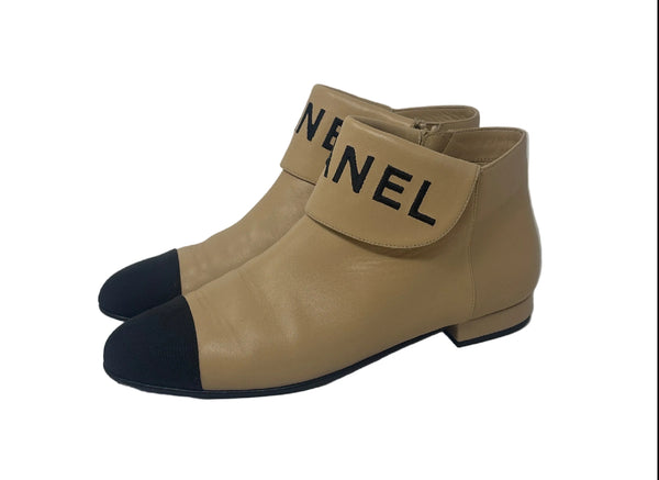 Chanel Beige Short Boots Sz-37