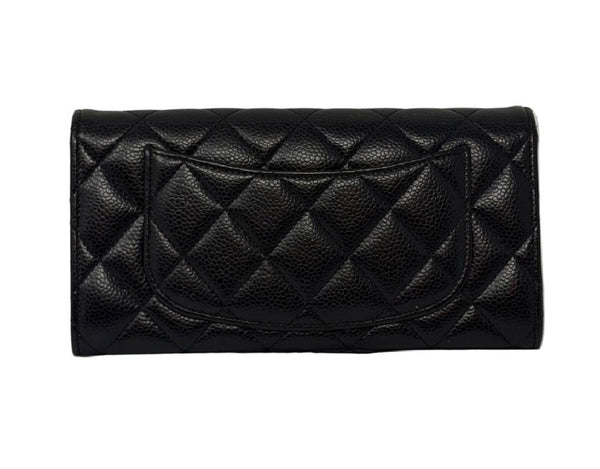 Chanel-Preloved-Black Chanel Classic Long Flap Wallet