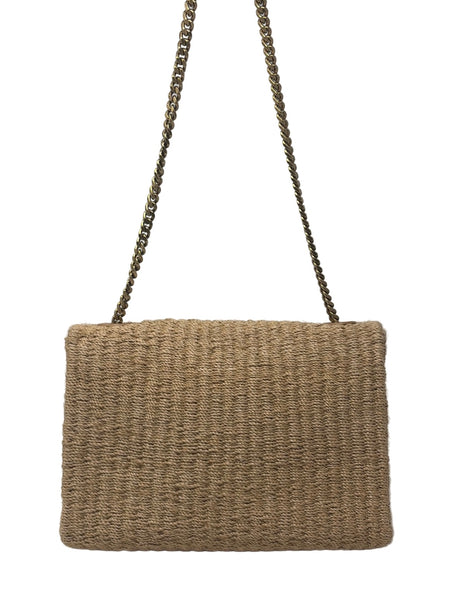 YSL-Preloved-Raffia Crossbody Purse