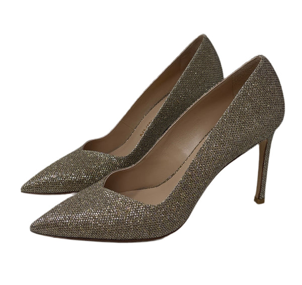 Stuart Weitzman Gold Glitter Pumps Sz-8 - New Without Box