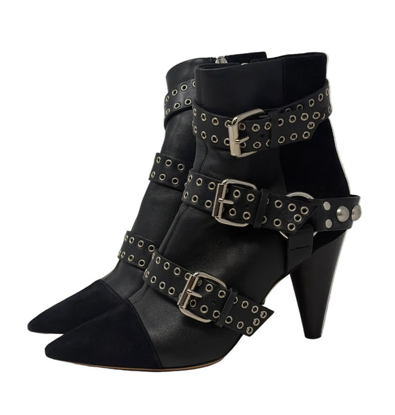 Isabel Marant-Preloved-Black Lysett Buckled Ankle Boots Sz-39