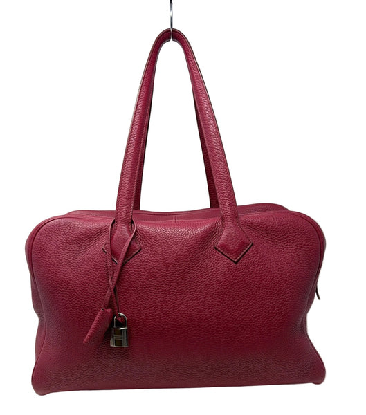 Hermès-Preloved-Victoria || 35 Raspberry Shoulder Tote Bag