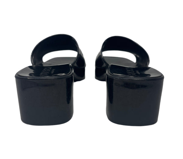 Gucci Black Rubber Sandal Slides  Sz-38