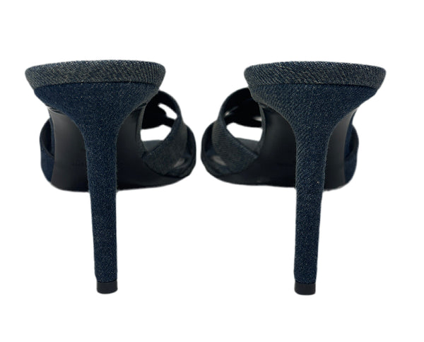Saint Laurent Jean Navy Blue Heels Sz-39 1/2