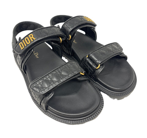 Christian Dior Black & Gold Sandals Sz-39.5