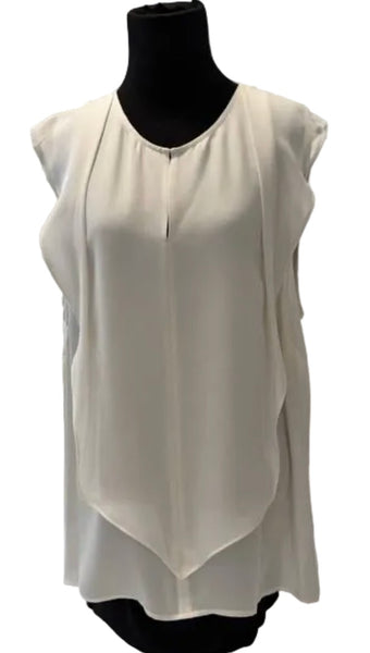 St.John-NEW With Tags-Womens Sleeveless Silk Yolk Front Tank Top Sz-M