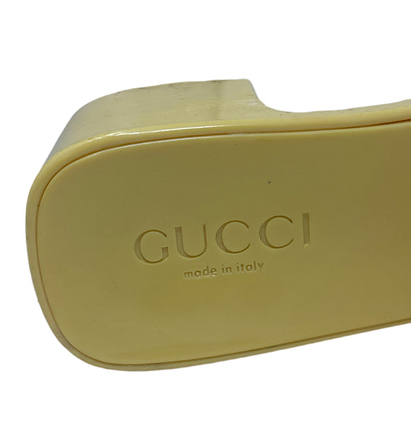 Gucci Yellow Rubber Sandal Slides Sz-38