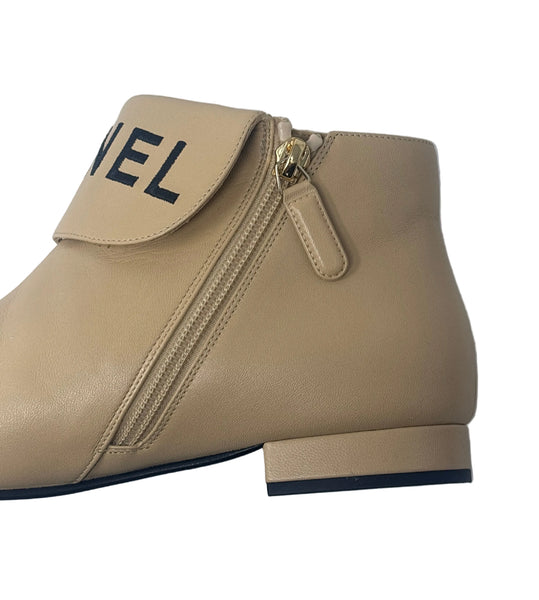 Chanel Beige Short Boots Sz-37
