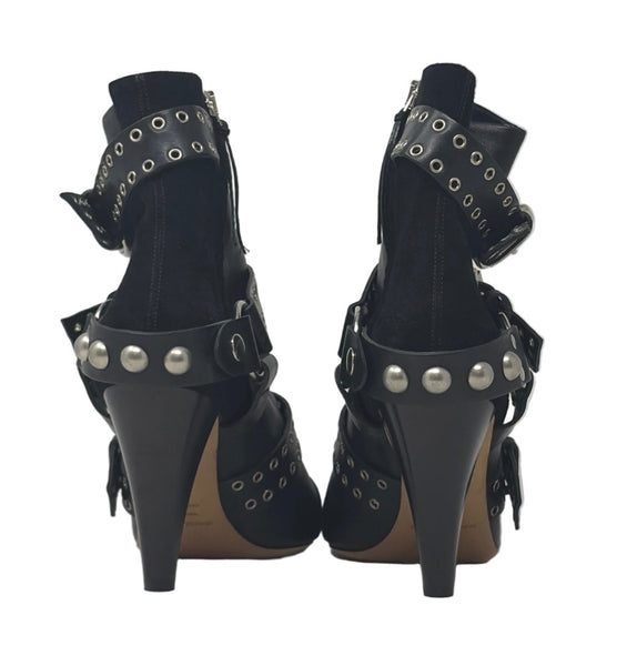 Isabel Marant-Preloved-Black Lysett Buckled Ankle Boots Sz-39