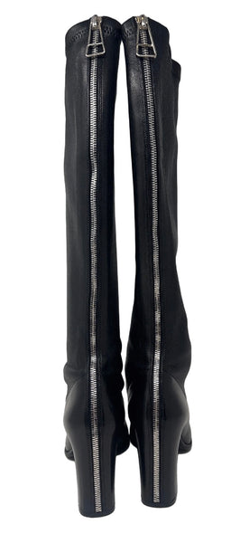 BALENCIAGA Black Leather Zipper Boots Sz-40