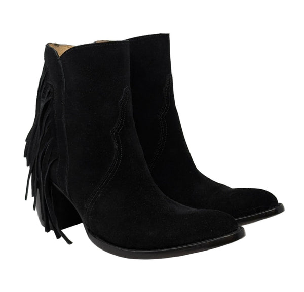 Lucchese-Preloved-Black Suede Boots Sz-9