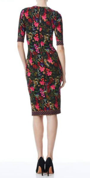 Alice + Olivia Delora Floral Crewneck Midi Dress Sz-6