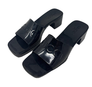 Gucci Black Rubber Sandal Slides  Sz-38