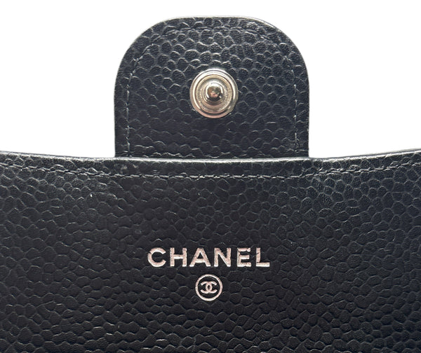 CHANEL Black Caviar Quilted Flap Wallet