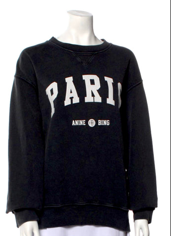 Anine Bing Black and White Paris Sweatshirt Sz-M