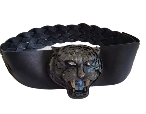 LANVIN tiger leather braided belt