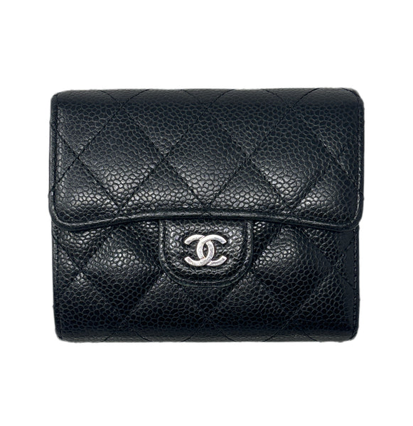 CHANEL Black Classic Quilted Flap Wallet