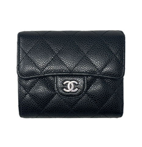 CHANEL Black Classic Quilted Flap Wallet