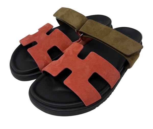 Hermès-Chypre Sandals suede sandals - NEW In Box-Sz 38.5