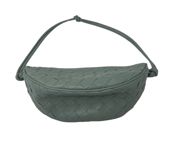 Bottega Veneta Woven Leather Teal Shoulder Bag Size -Small