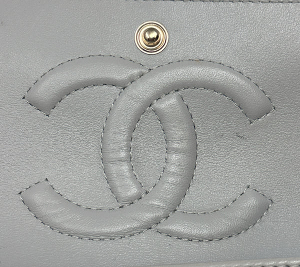 Chanel quilted double flap grey/turquoise handbag