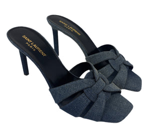 Saint Laurent Jean Navy Blue Heels Sz-39 1/2