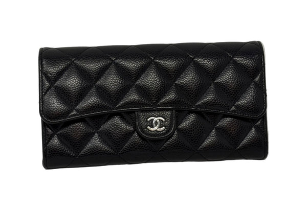 Chanel-Preloved-Black Chanel Classic Long Flap Wallet