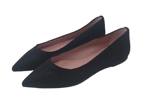 Pretty Ballerinas Sparkly Black Ballet Flats Sz-38.5