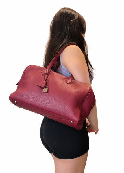 Hermès-Preloved-Victoria || 35 Raspberry Shoulder Tote Bag