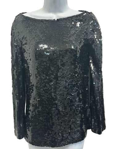Blumarine Ricamo A Mano Sequin Long Sleeve Top Sz-38