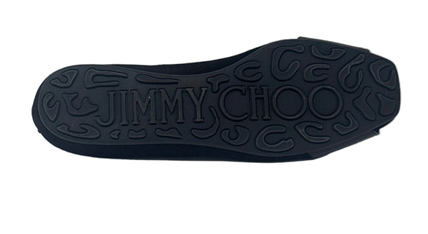 Jimmy Choo Black Flats With Silver Gem Sz-38.5